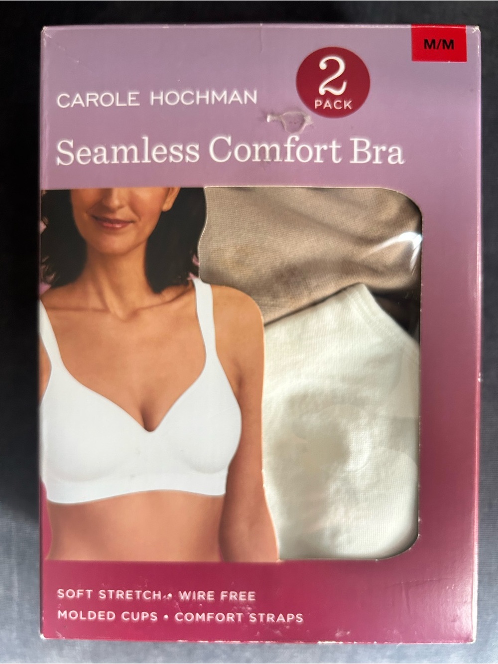 Midnight by Carole Hochman Seamless Comfort Bra - White & Beige